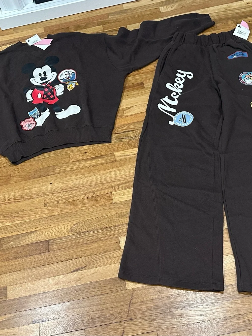 Disney Mickey Mouse Brown Crewneck Sweatshirt & Sweatpants Set